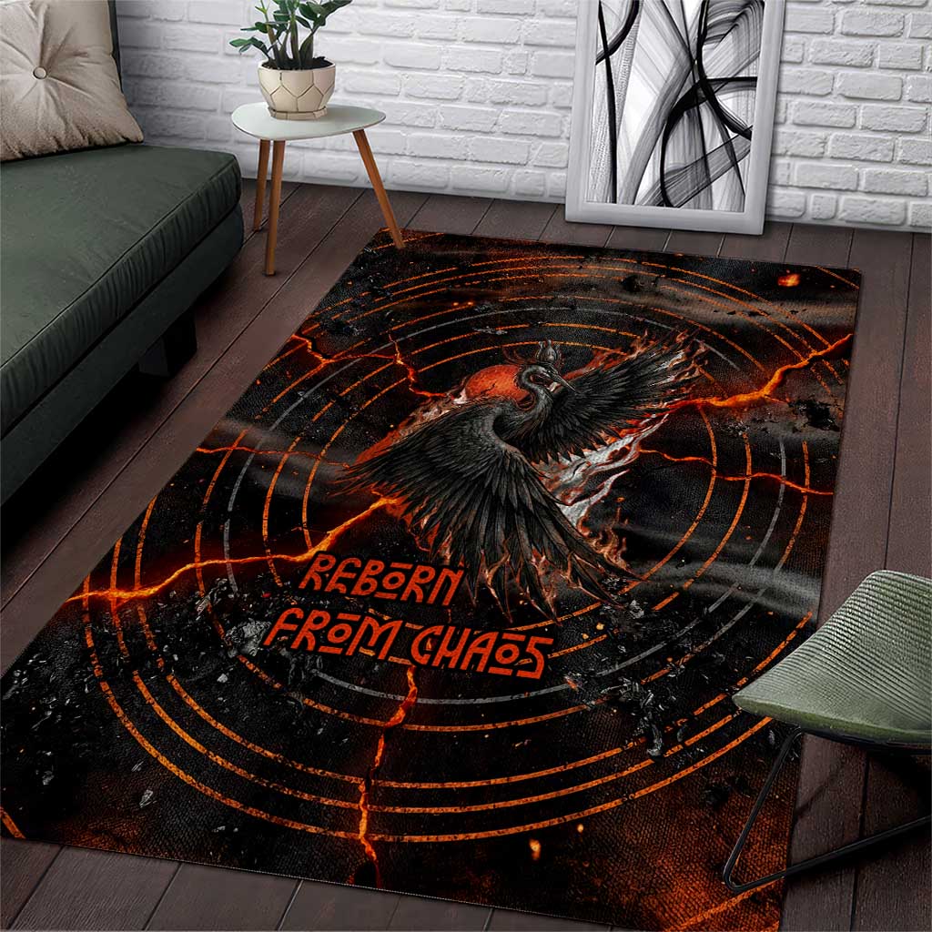Bennu Area Rug Ancient Egyptian Lava Crack Texture, Phoenix Firebird and Reborn from Chaos - Wonder Print Shop