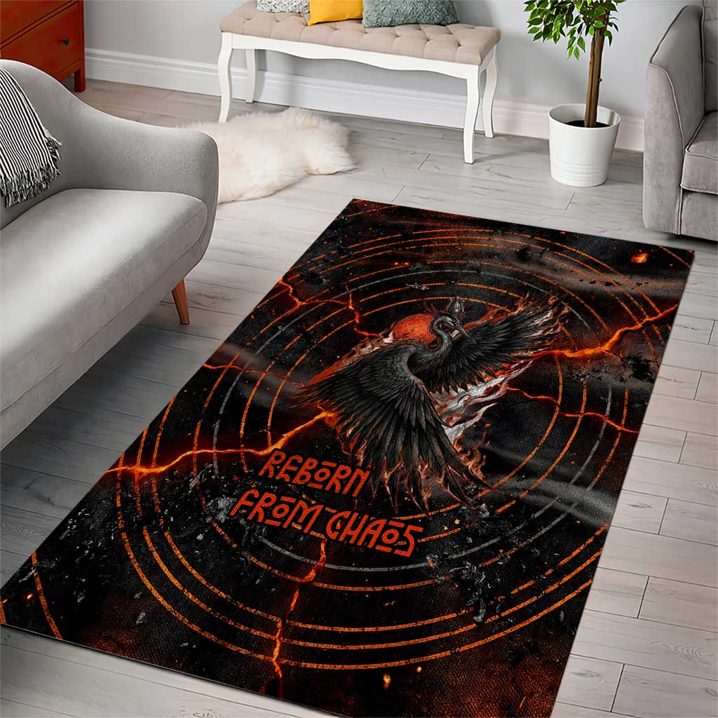 Bennu Area Rug Ancient Egyptian Lava Crack Texture, Phoenix Firebird and Reborn from Chaos - Wonder Print Shop