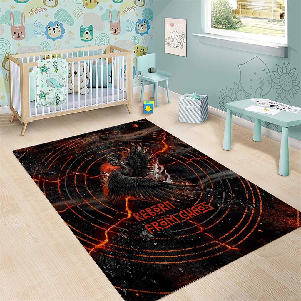 Bennu Area Rug Ancient Egyptian Lava Crack Texture, Phoenix Firebird and Reborn from Chaos - Wonder Print Shop