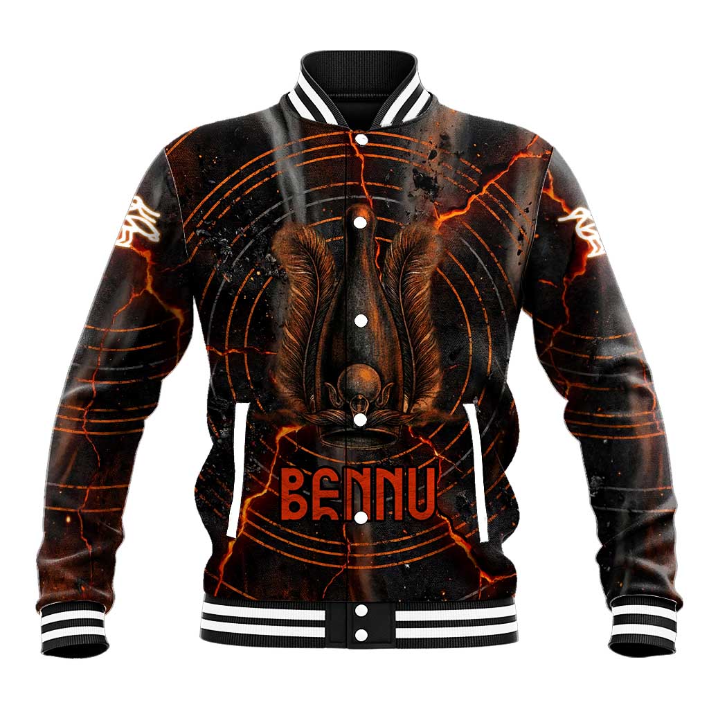 Bennu Baseball Jacket Ancient Egyptian Lava Crack Texture, Phoenix Firebird and Reborn from Chaos - Wonder Print Shop