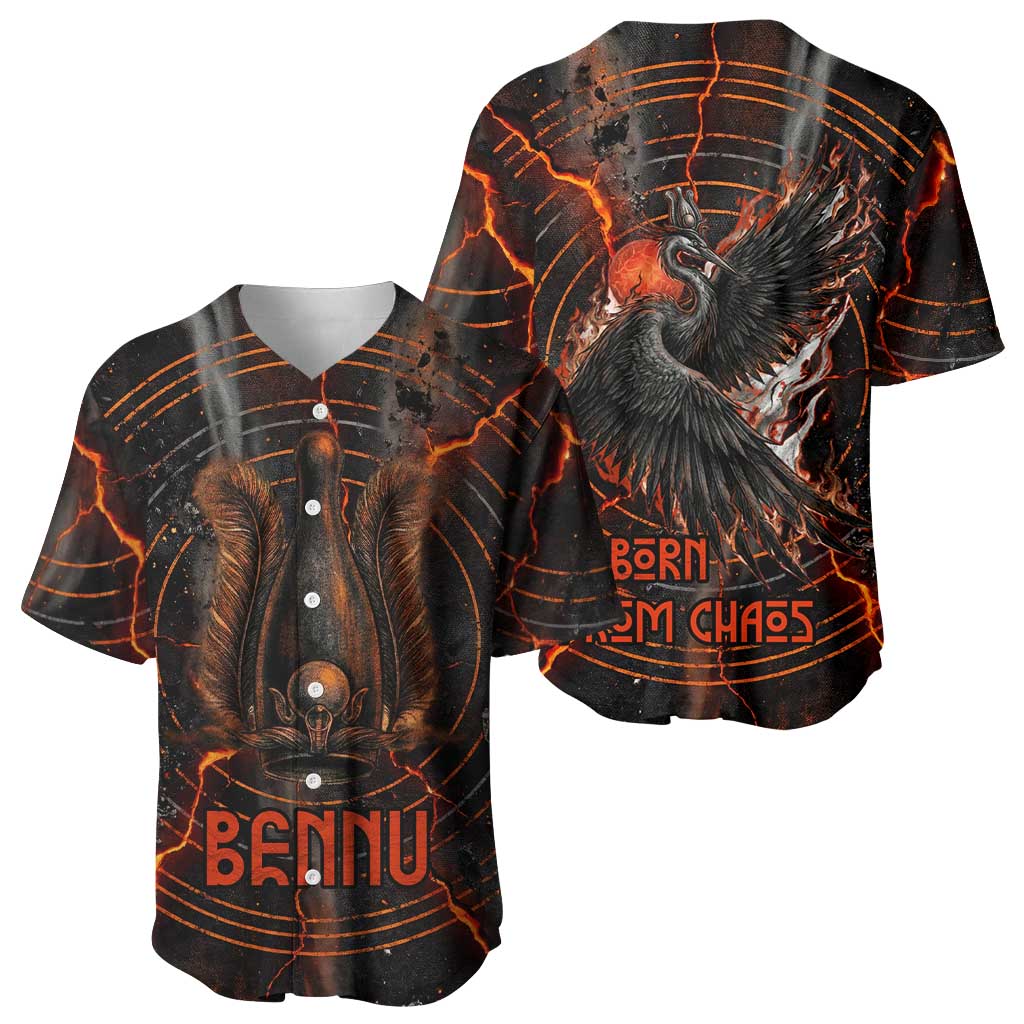 Bennu Baseball Jersey Ancient Egyptian Lava Crack Texture, Phoenix Firebird and Reborn from Chaos - Wonder Print Shop