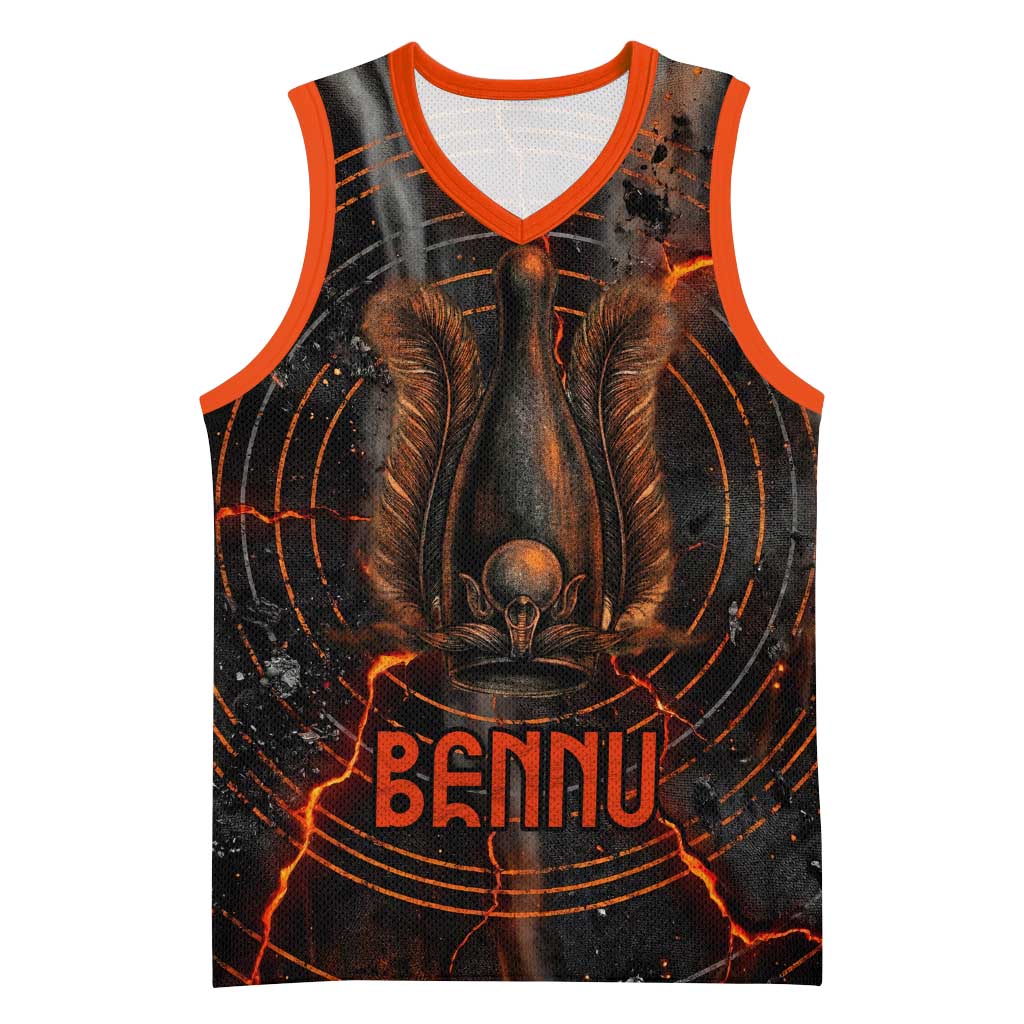 Bennu Basketball Jersey Ancient Egyptian Lava Crack Texture, Phoenix Firebird and Reborn from Chaos - Wonder Print Shop