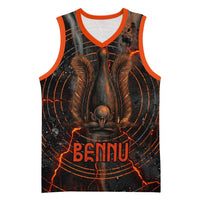 Bennu Basketball Jersey Ancient Egyptian Lava Crack Texture, Phoenix Firebird and Reborn from Chaos - Wonder Print Shop