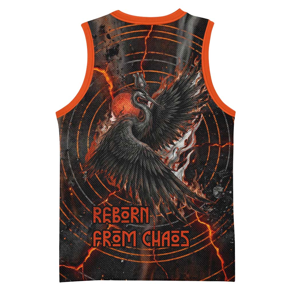 Bennu Basketball Jersey Ancient Egyptian Lava Crack Texture, Phoenix Firebird and Reborn from Chaos - Wonder Print Shop