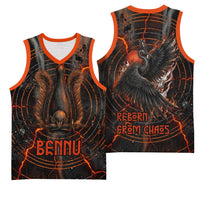Bennu Basketball Jersey Ancient Egyptian Lava Crack Texture, Phoenix Firebird and Reborn from Chaos - Wonder Print Shop
