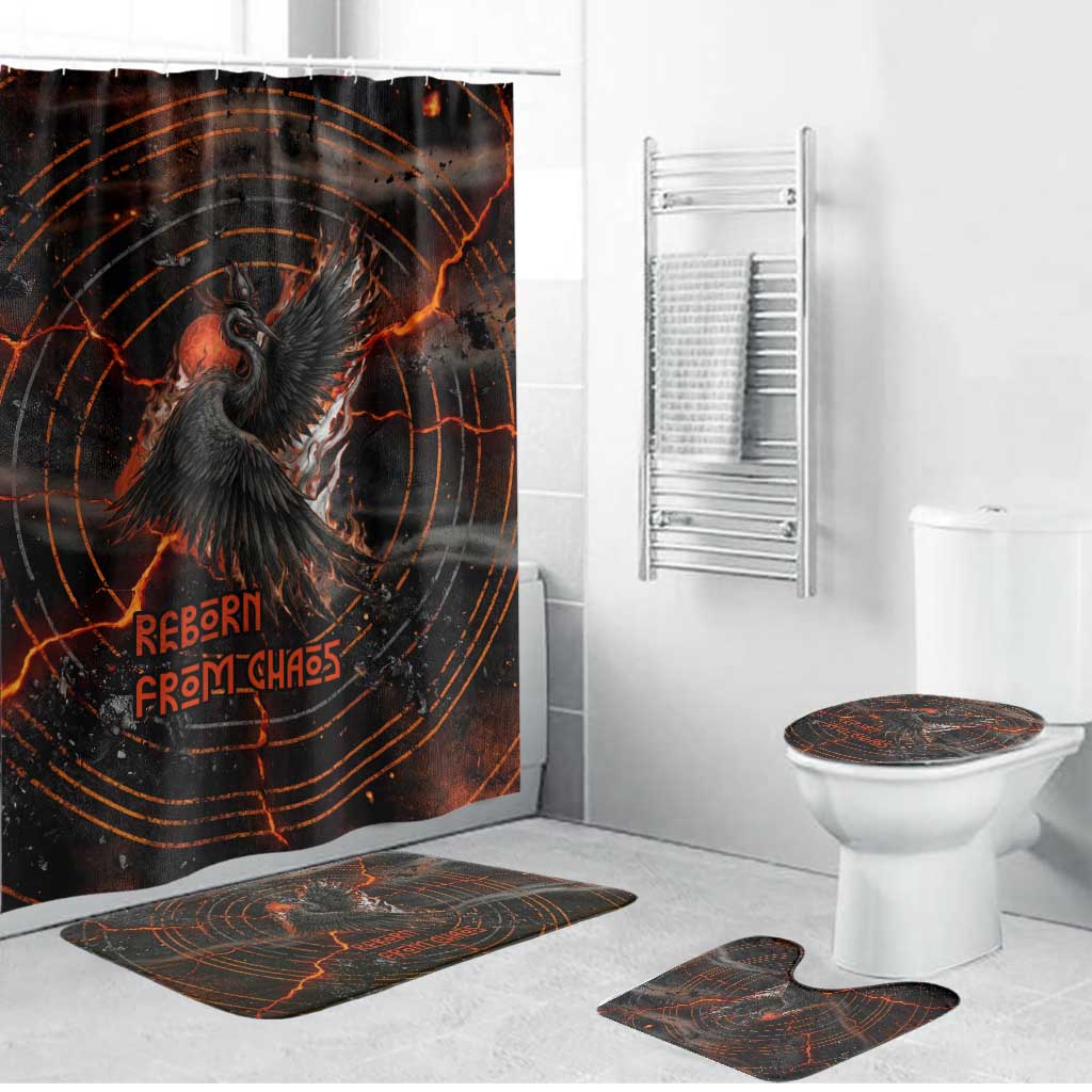 Bennu Bathroom Set Ancient Egyptian Lava Crack Texture, Phoenix Firebird and Reborn from Chaos - Wonder Print Shop