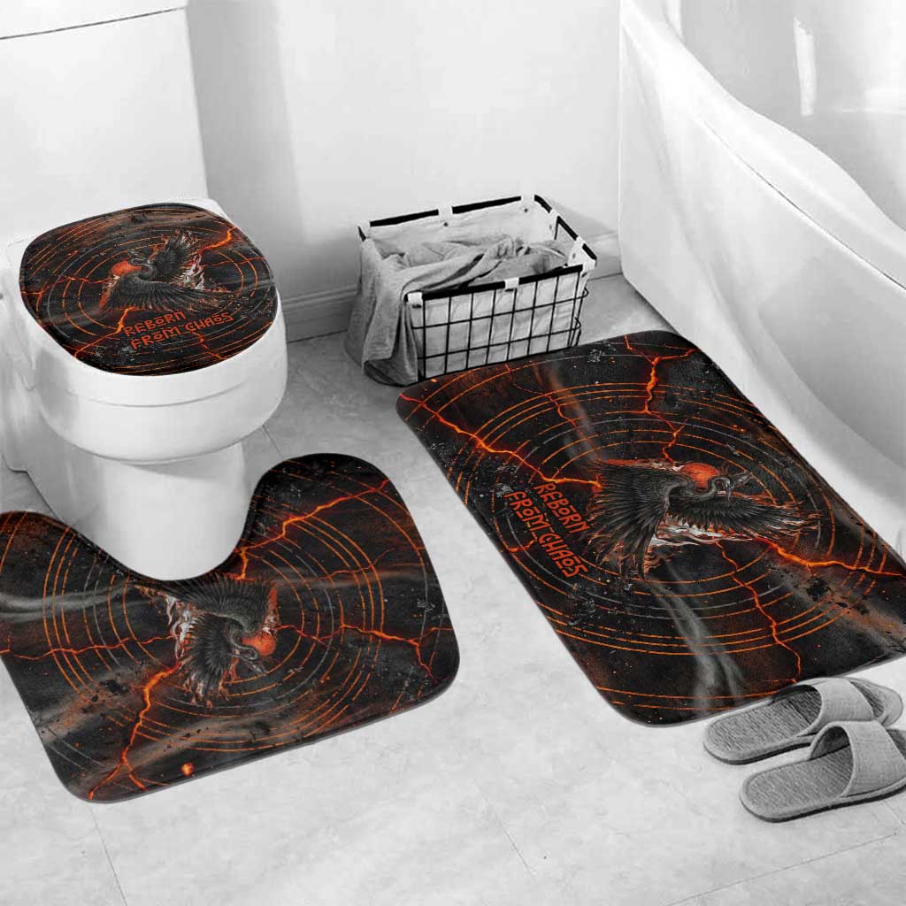 Bennu Bathroom Set Ancient Egyptian Lava Crack Texture, Phoenix Firebird and Reborn from Chaos - Wonder Print Shop