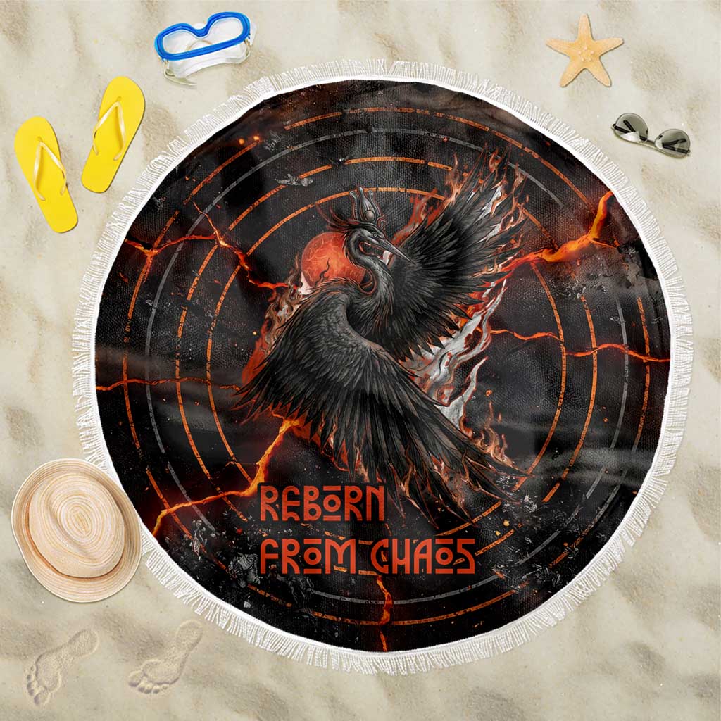 Bennu Beach Blanket Ancient Egyptian Lava Crack Texture, Phoenix Firebird and Reborn from Chaos - Wonder Print Shop