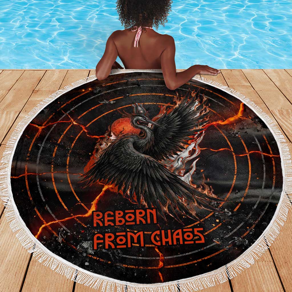 Bennu Beach Blanket Ancient Egyptian Lava Crack Texture, Phoenix Firebird and Reborn from Chaos - Wonder Print Shop