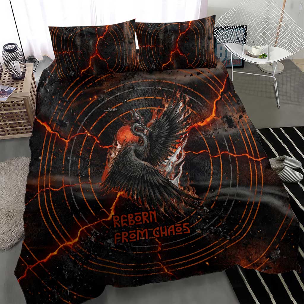 Bennu Bedding Set Ancient Egyptian Lava Crack Texture, Phoenix Firebird and Reborn from Chaos - Wonder Print Shop