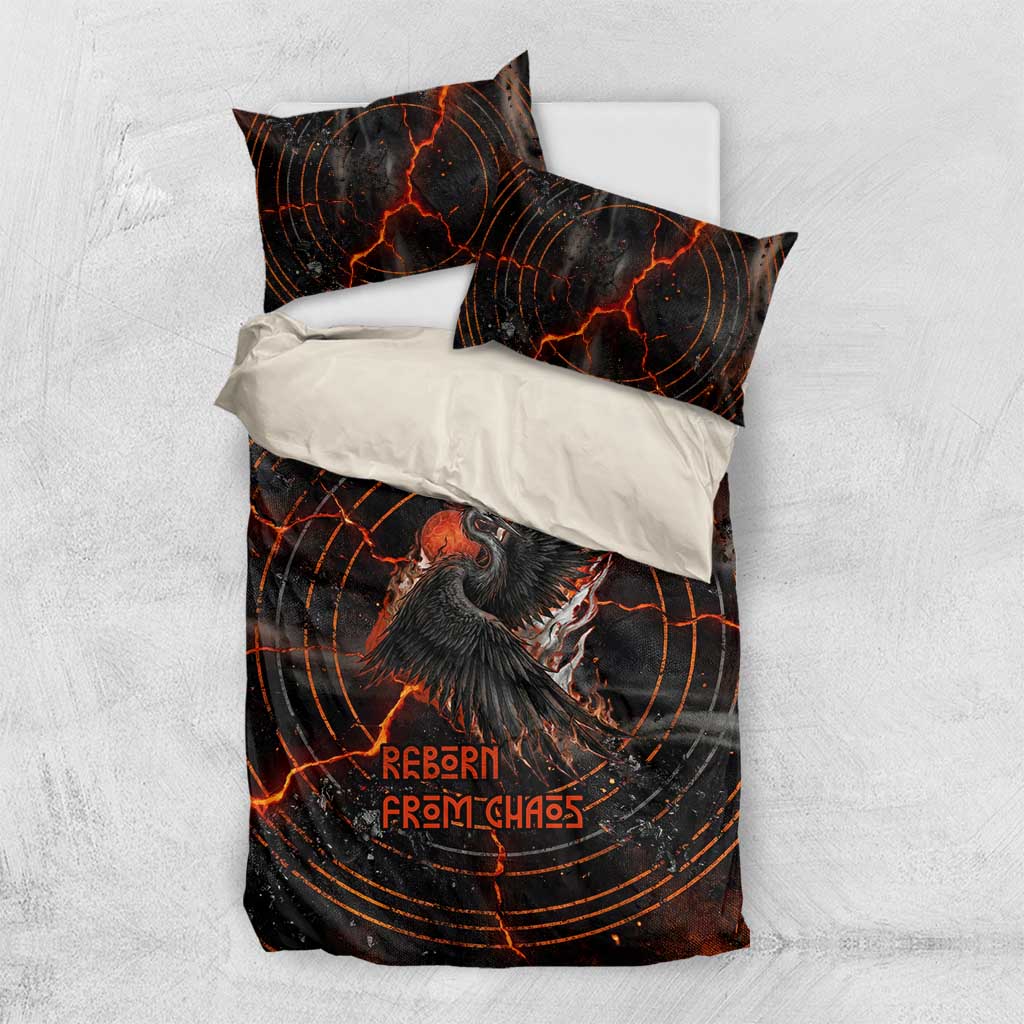 Bennu Bedding Set Ancient Egyptian Lava Crack Texture, Phoenix Firebird and Reborn from Chaos - Wonder Print Shop