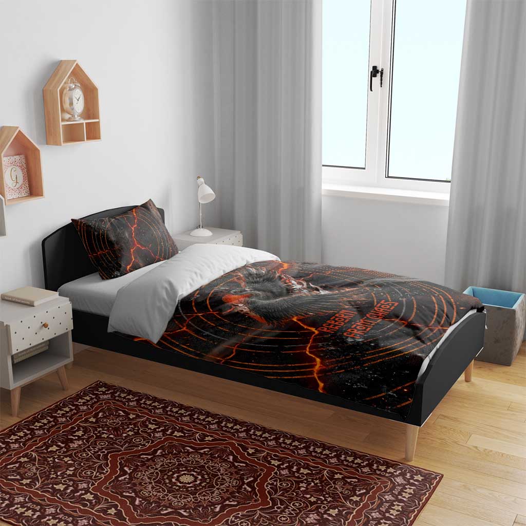 Bennu Bedding Set Ancient Egyptian Lava Crack Texture, Phoenix Firebird and Reborn from Chaos - Wonder Print Shop