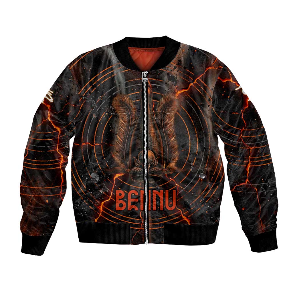Bennu Bomber Jacket Ancient Egyptian Lava Crack Texture, Phoenix Firebird and Reborn from Chaos - Wonder Print Shop