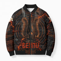 Bennu Bomber Puffer Jacket Ancient Egyptian Lava Crack Texture, Phoenix Firebird and Reborn from Chaos - Wonder Print Shop