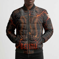 Bennu Bomber Puffer Jacket Ancient Egyptian Lava Crack Texture, Phoenix Firebird and Reborn from Chaos - Wonder Print Shop
