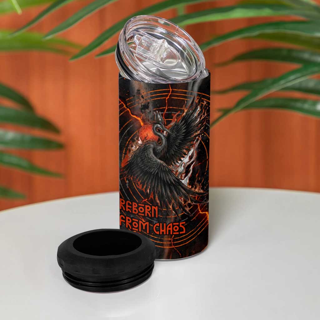 Bennu 4 in 1 Can Cooler Tumbler Ancient Egyptian Lava Crack Texture, Phoenix Firebird and Reborn from Chaos - Wonder Print Shop