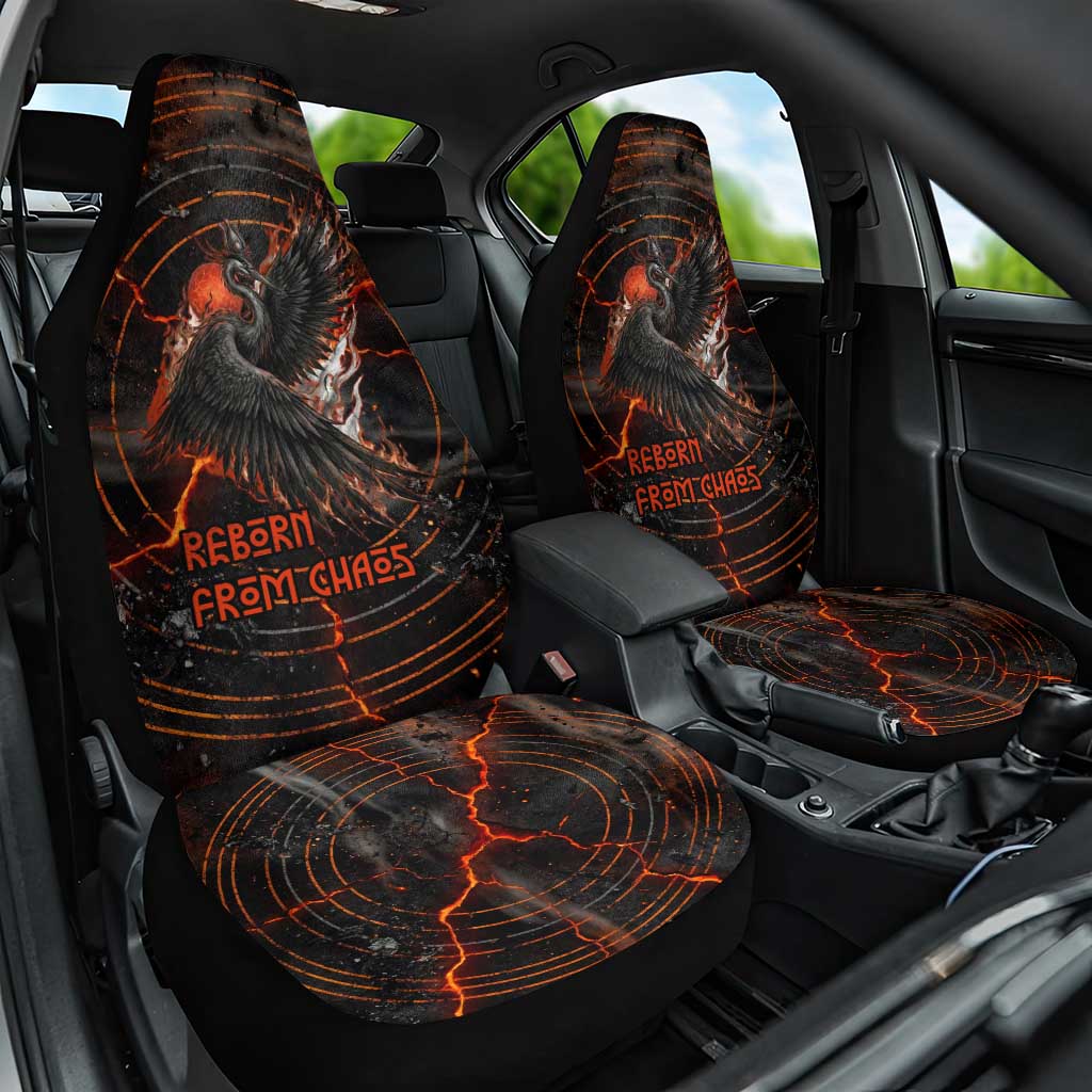 Bennu Car Seat Cover Ancient Egyptian Lava Crack Texture, Phoenix Firebird and Reborn from Chaos - Wonder Print Shop