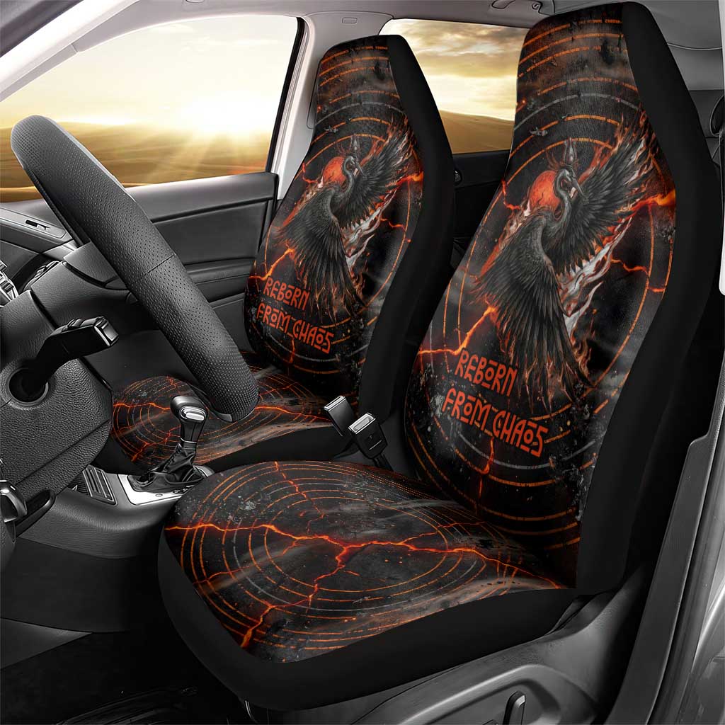 Bennu Car Seat Cover Ancient Egyptian Lava Crack Texture, Phoenix Firebird and Reborn from Chaos - Wonder Print Shop