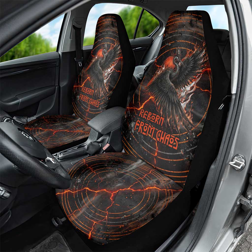 Bennu Car Seat Cover Ancient Egyptian Lava Crack Texture, Phoenix Firebird and Reborn from Chaos - Wonder Print Shop