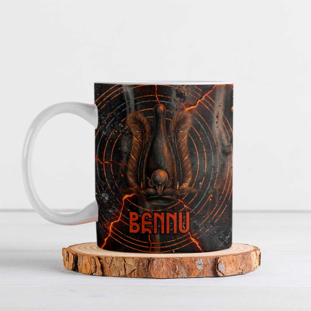 Bennu Ceramic Mug Ancient Egyptian Lava Crack Texture, Phoenix Firebird and Reborn from Chaos - Wonder Print Shop