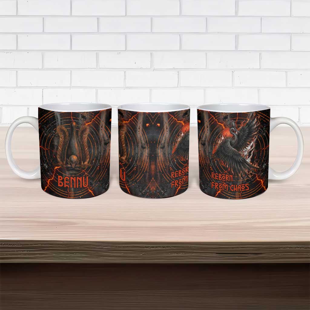 Bennu Ceramic Mug Ancient Egyptian Lava Crack Texture, Phoenix Firebird and Reborn from Chaos - Wonder Print Shop