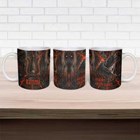 Bennu Ceramic Mug Ancient Egyptian Lava Crack Texture, Phoenix Firebird and Reborn from Chaos - Wonder Print Shop