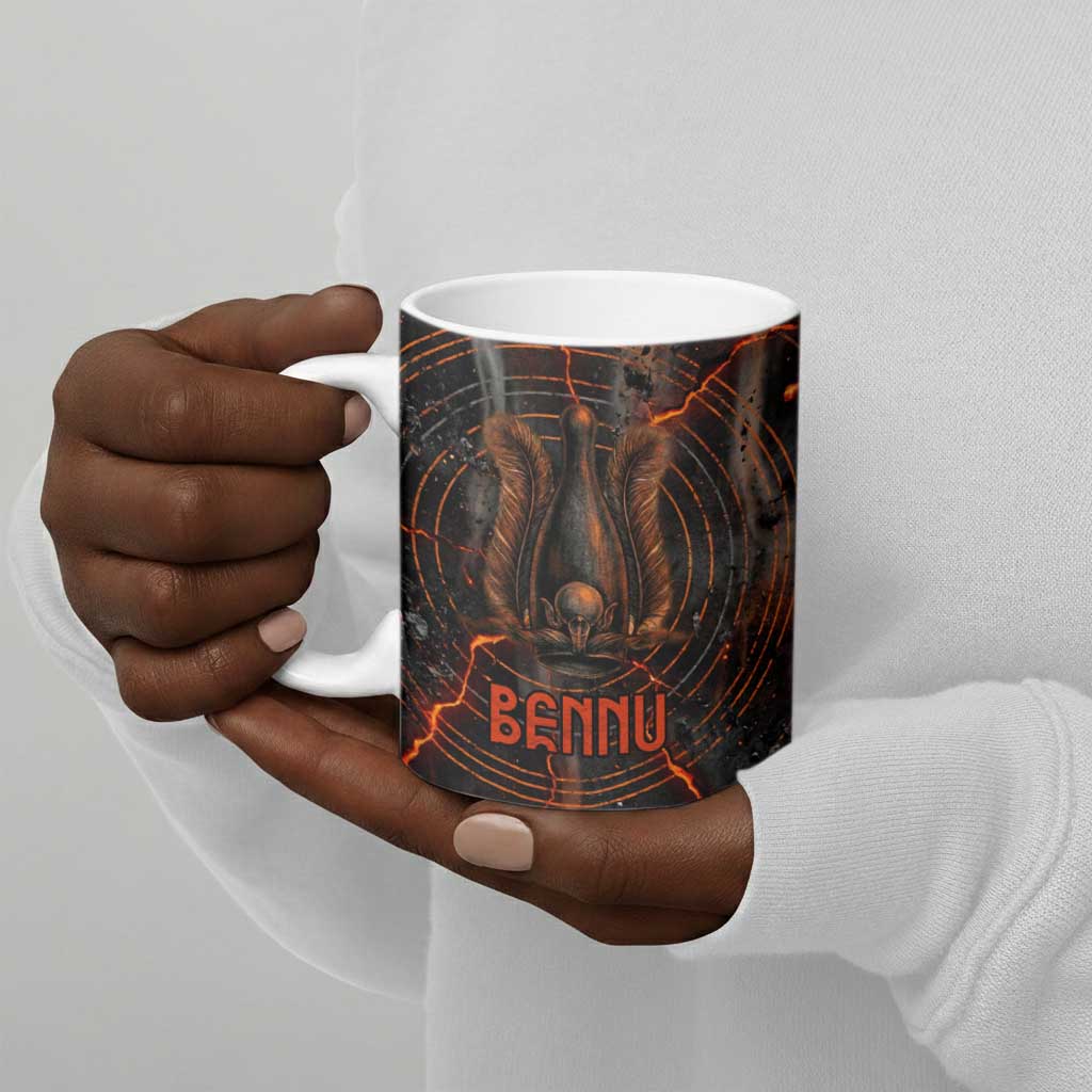 Bennu Ceramic Mug Ancient Egyptian Lava Crack Texture, Phoenix Firebird and Reborn from Chaos - Wonder Print Shop