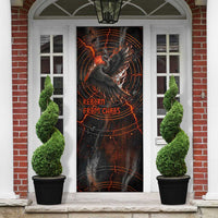 Bennu Door Cover Ancient Egyptian Lava Crack Texture, Phoenix Firebird and Reborn from Chaos - Wonder Print Shop