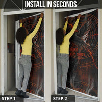 Bennu Door Cover Ancient Egyptian Lava Crack Texture, Phoenix Firebird and Reborn from Chaos - Wonder Print Shop