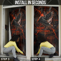 Bennu Door Cover Ancient Egyptian Lava Crack Texture, Phoenix Firebird and Reborn from Chaos - Wonder Print Shop
