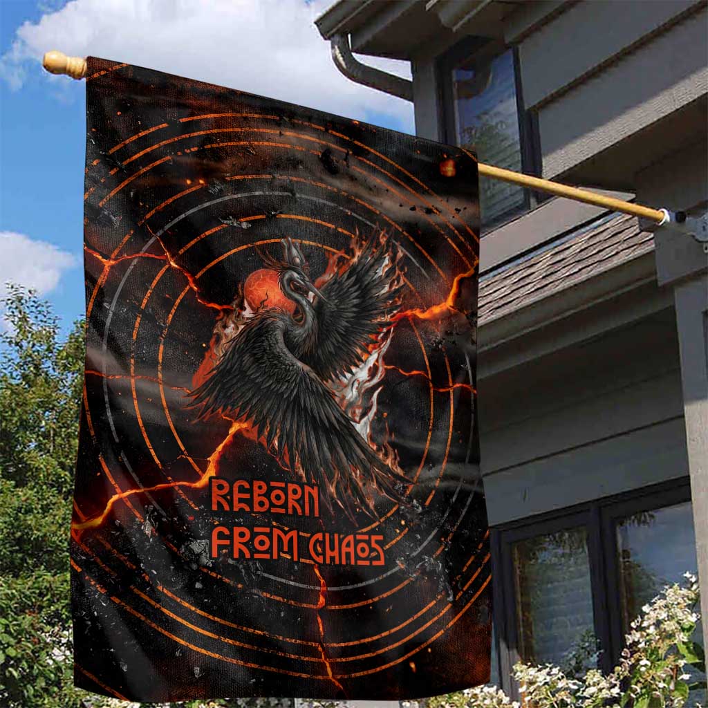 Bennu Garden Flag Ancient Egyptian Lava Crack Texture, Phoenix Firebird and Reborn from Chaos - Wonder Print Shop