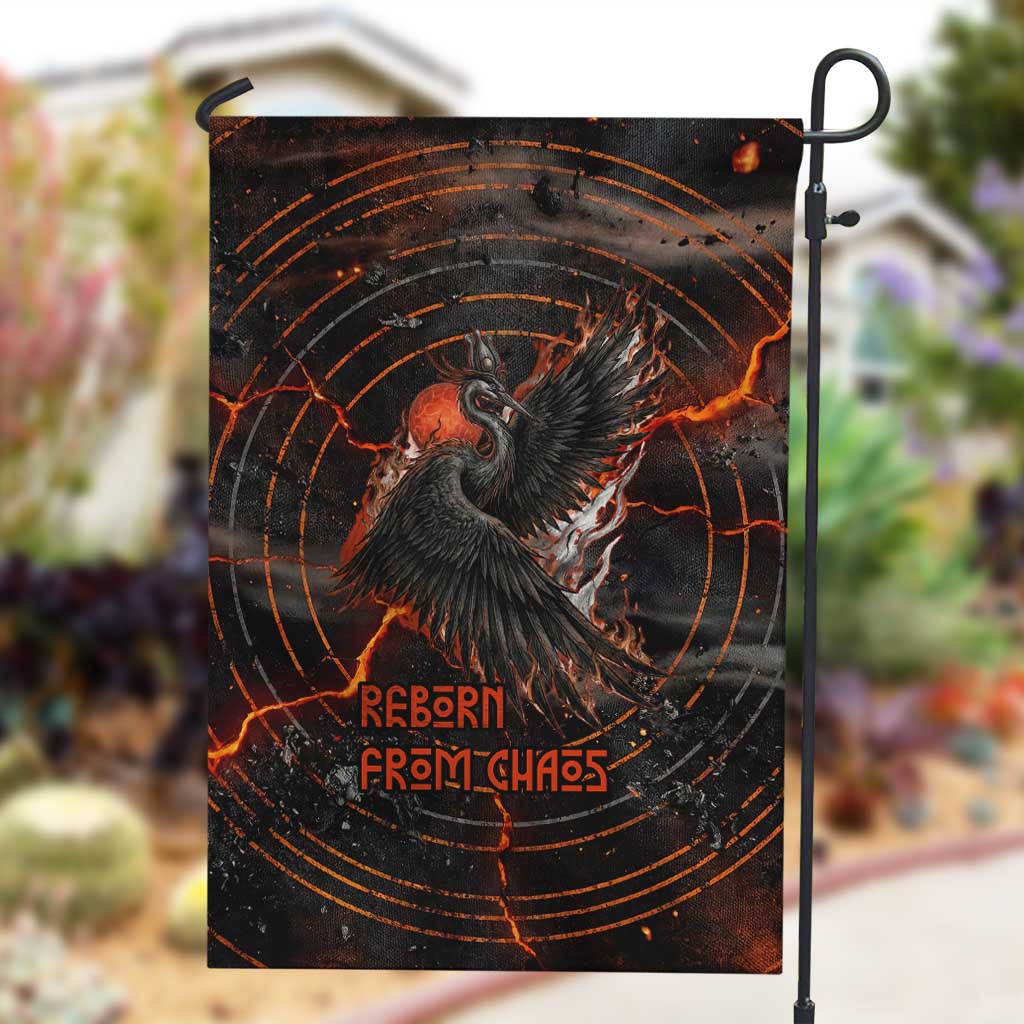 Bennu Garden Flag Ancient Egyptian Lava Crack Texture, Phoenix Firebird and Reborn from Chaos - Wonder Print Shop