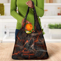 Bennu Grocery Bag Ancient Egyptian Lava Crack Texture, Phoenix Firebird and Reborn from Chaos - Wonder Print Shop