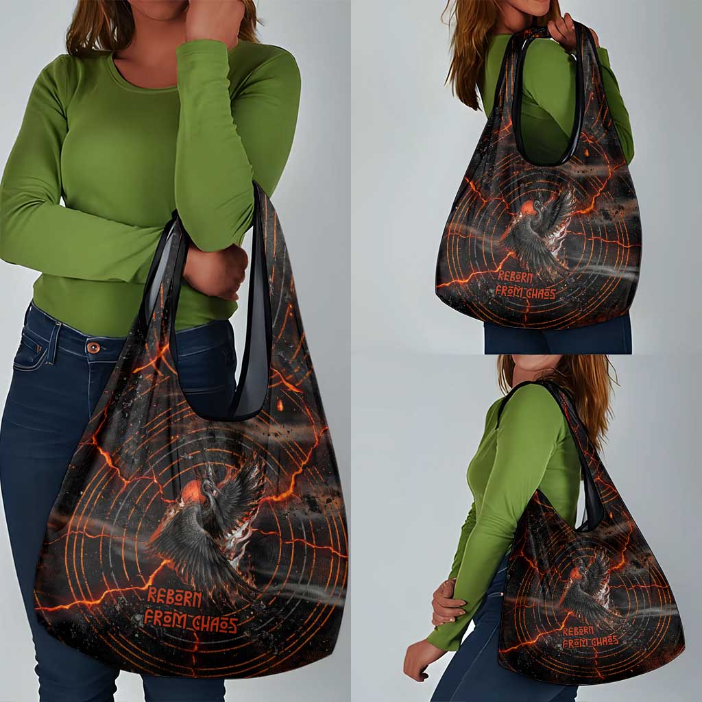 Bennu Grocery Bag Ancient Egyptian Lava Crack Texture, Phoenix Firebird and Reborn from Chaos - Wonder Print Shop