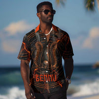 Bennu Hawaiian Shirt Ancient Egyptian Lava Crack Texture, Phoenix Firebird and Reborn from Chaos - Wonder Print Shop