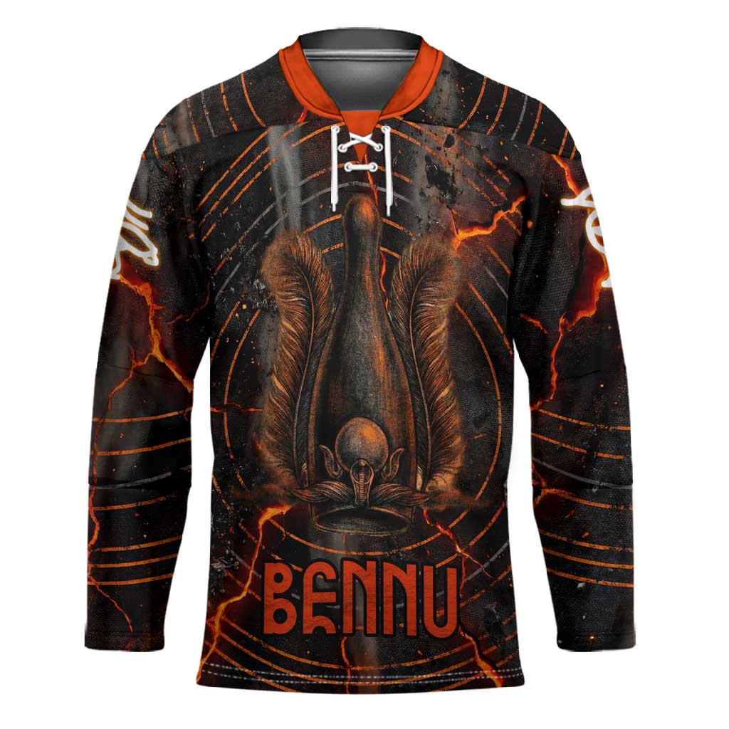 Bennu Hockey Jersey Ancient Egyptian Lava Crack Texture, Phoenix Firebird and Reborn from Chaos - Wonder Print Shop