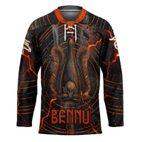 Bennu Hockey Jersey Ancient Egyptian Lava Crack Texture, Phoenix Firebird and Reborn from Chaos - Wonder Print Shop