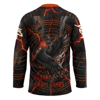 Bennu Hockey Jersey Ancient Egyptian Lava Crack Texture, Phoenix Firebird and Reborn from Chaos - Wonder Print Shop