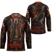 Bennu Hockey Jersey Ancient Egyptian Lava Crack Texture, Phoenix Firebird and Reborn from Chaos - Wonder Print Shop