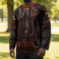 Bennu Hockey Jersey Ancient Egyptian Lava Crack Texture, Phoenix Firebird and Reborn from Chaos - Wonder Print Shop