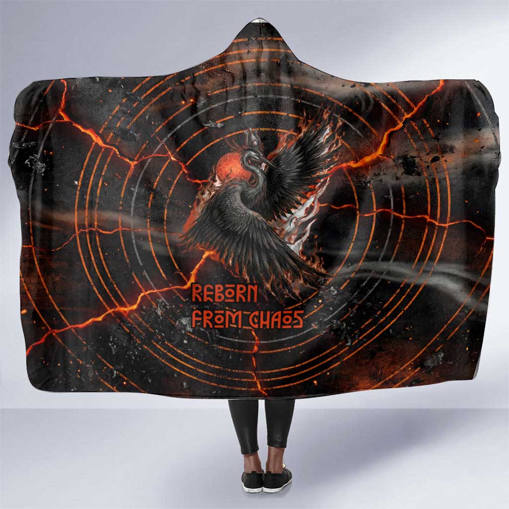 Bennu Hooded Blanket Ancient Egyptian Lava Crack Texture, Phoenix Firebird and Reborn from Chaos - Wonder Print Shop