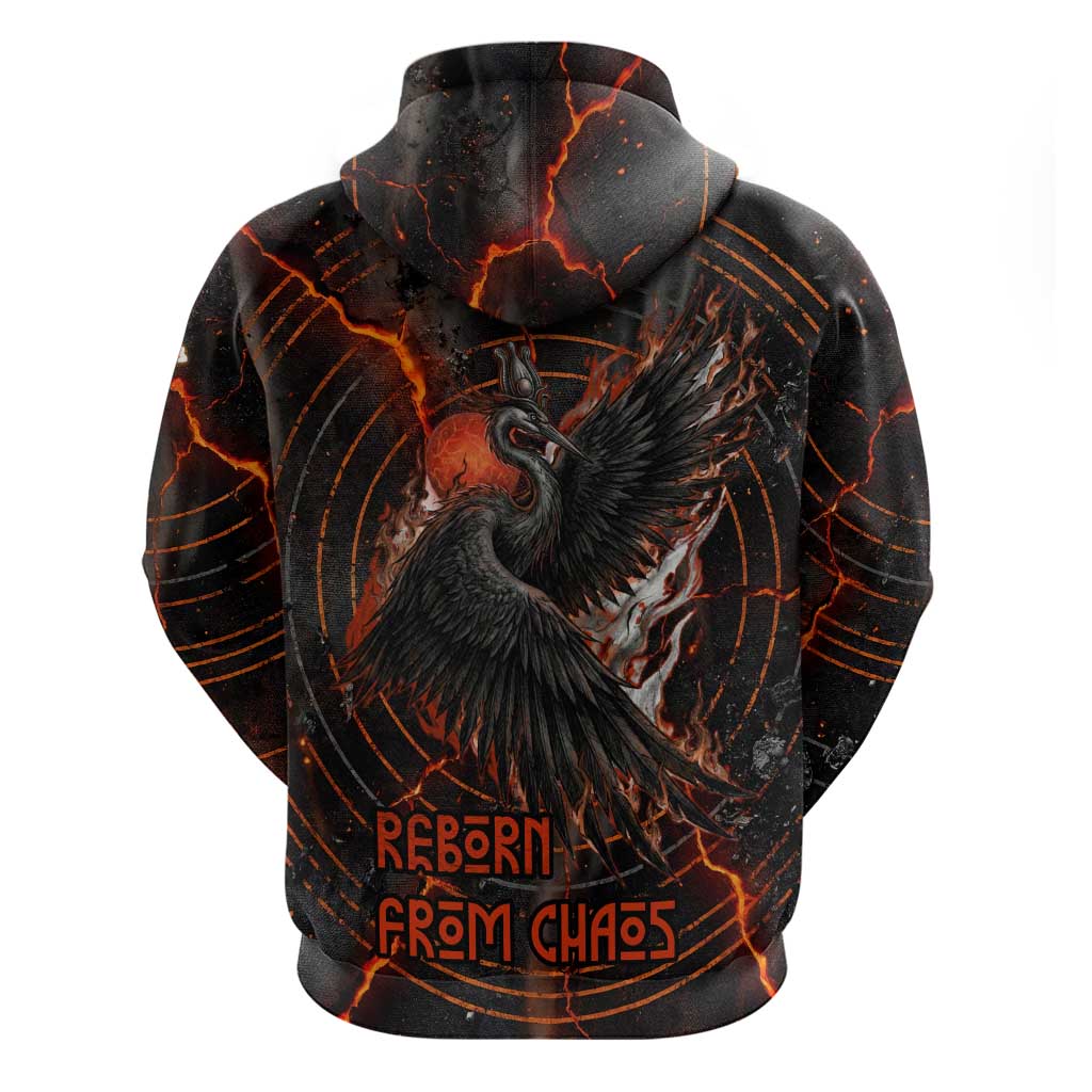 Bennu Hoodie Ancient Egyptian Lava Crack Texture, Phoenix Firebird and Reborn from Chaos - Wonder Print Shop
