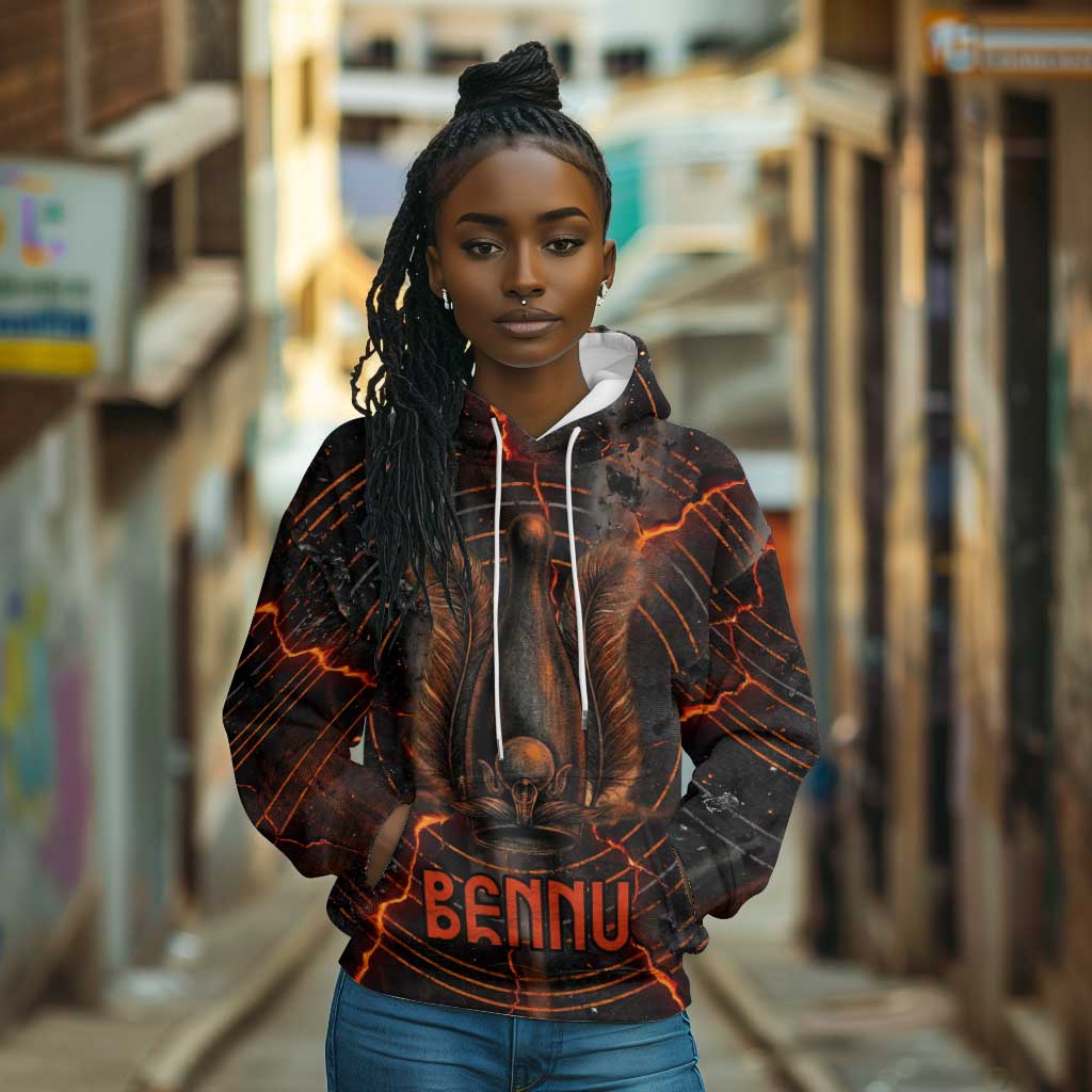 Bennu Hoodie Ancient Egyptian Lava Crack Texture, Phoenix Firebird and Reborn from Chaos - Wonder Print Shop