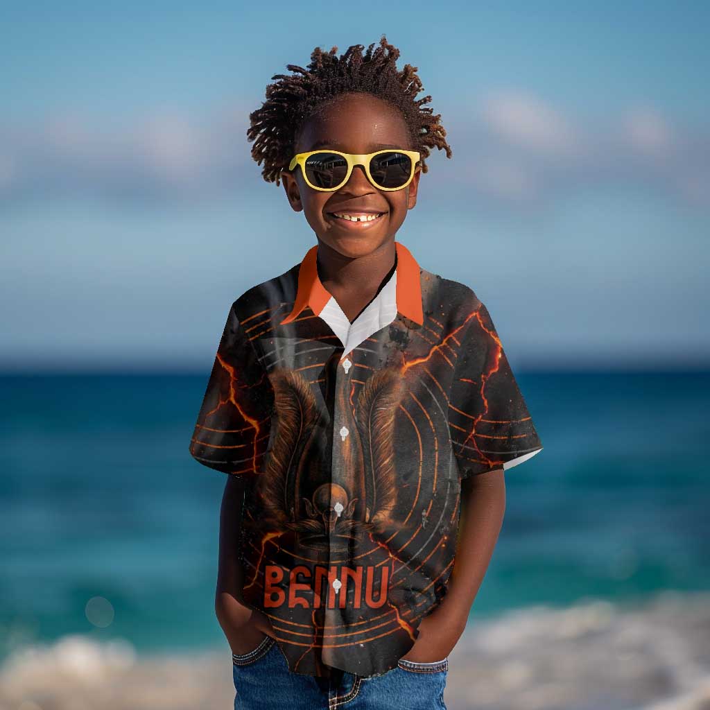 Bennu Kid Hawaiian Shirt Ancient Egyptian Lava Crack Texture, Phoenix Firebird and Reborn from Chaos - Wonder Print Shop