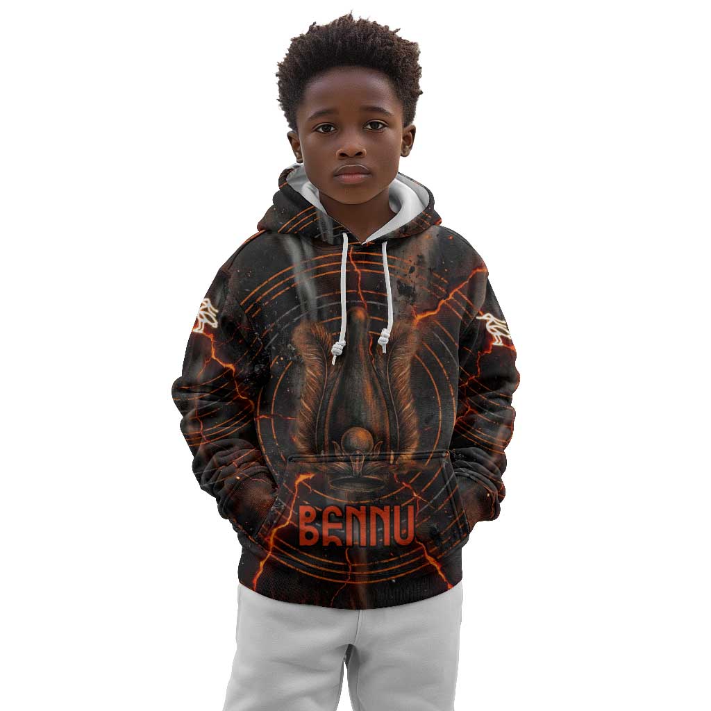 Bennu Kid Hoodie Ancient Egyptian Lava Crack Texture, Phoenix Firebird and Reborn from Chaos - Wonder Print Shop