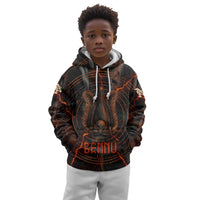 Bennu Kid Hoodie Ancient Egyptian Lava Crack Texture, Phoenix Firebird and Reborn from Chaos - Wonder Print Shop