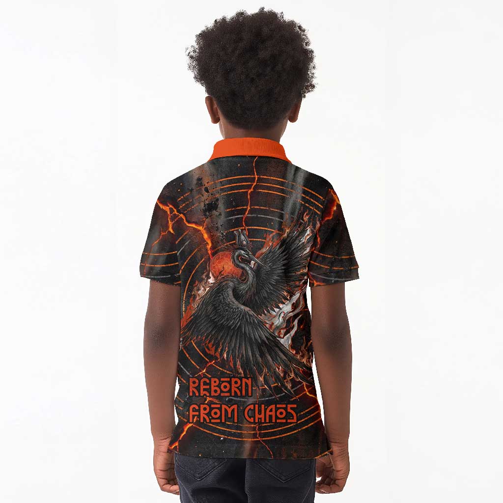 Bennu Kid Polo Shirt Ancient Egyptian Lava Crack Texture, Phoenix Firebird and Reborn from Chaos - Wonder Print Shop