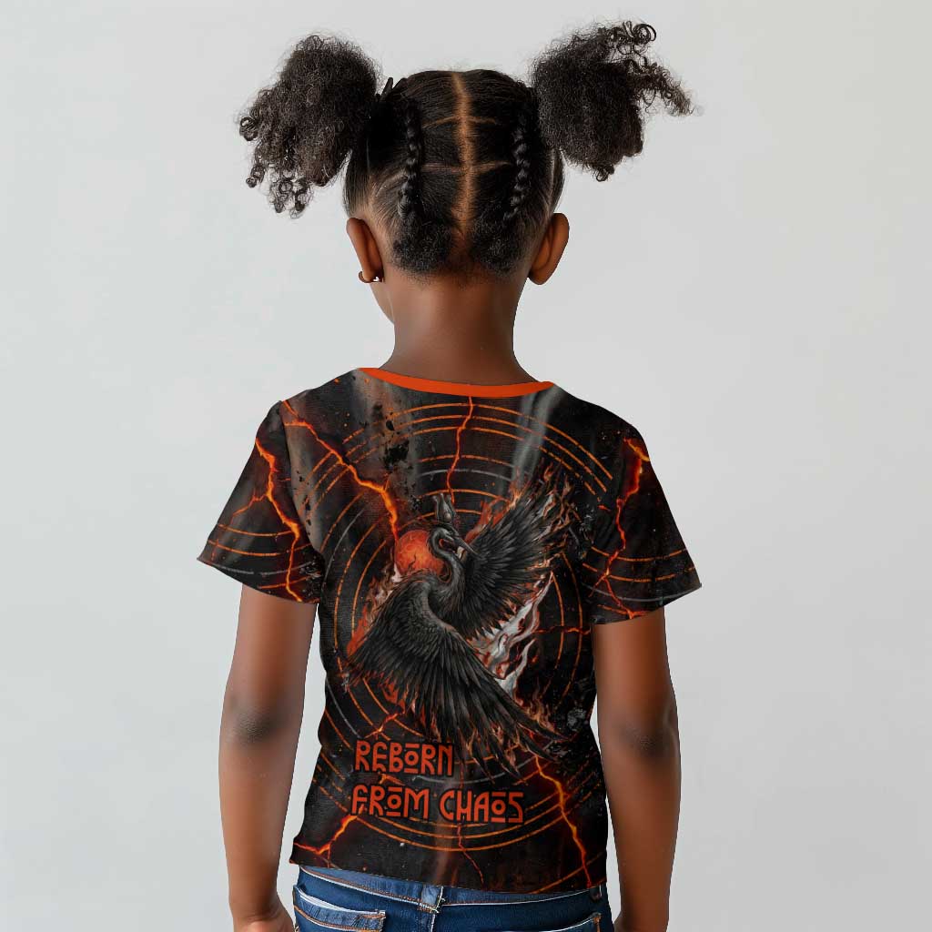 Bennu Kid T shirt Ancient Egyptian Lava Crack Texture, Phoenix Firebird and Reborn from Chaos - Wonder Print Shop