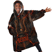 Bennu Kid Wearable Blanket Hoodie Ancient Egyptian Lava Crack Texture, Phoenix Firebird and Reborn from Chaos - Wonder Print Shop