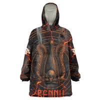 Bennu Kid Wearable Blanket Hoodie Ancient Egyptian Lava Crack Texture, Phoenix Firebird and Reborn from Chaos - Wonder Print Shop